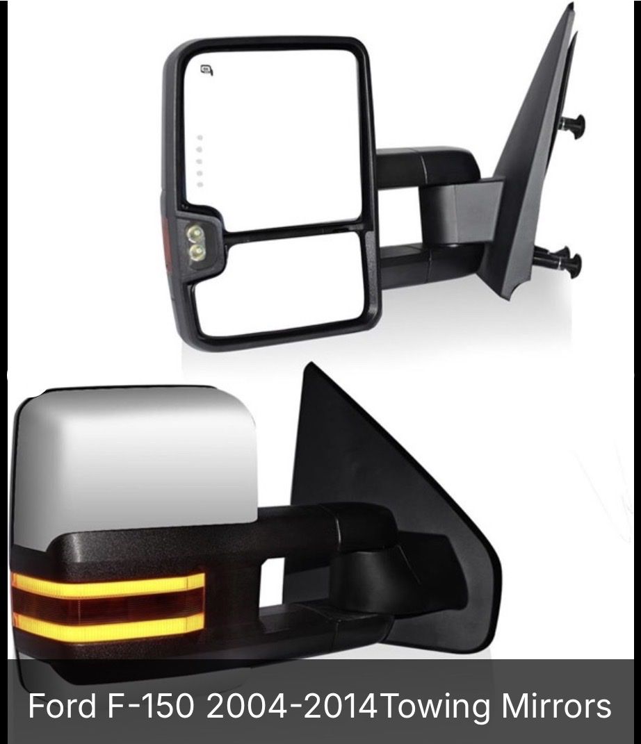 Towing Mirrors for Ford F150 2004-2014, Power Heated Defrost with Amber Turn Signal and Puddle Light
