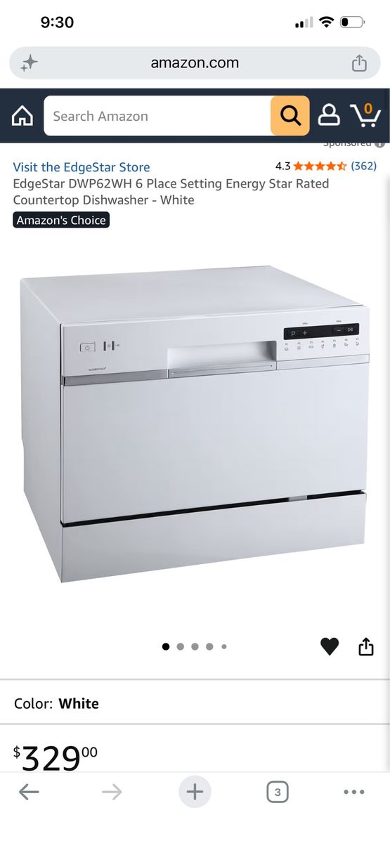 EdgeStar DWP62WH 6-Place Setting Energy Star Countertop Dishwasher - White