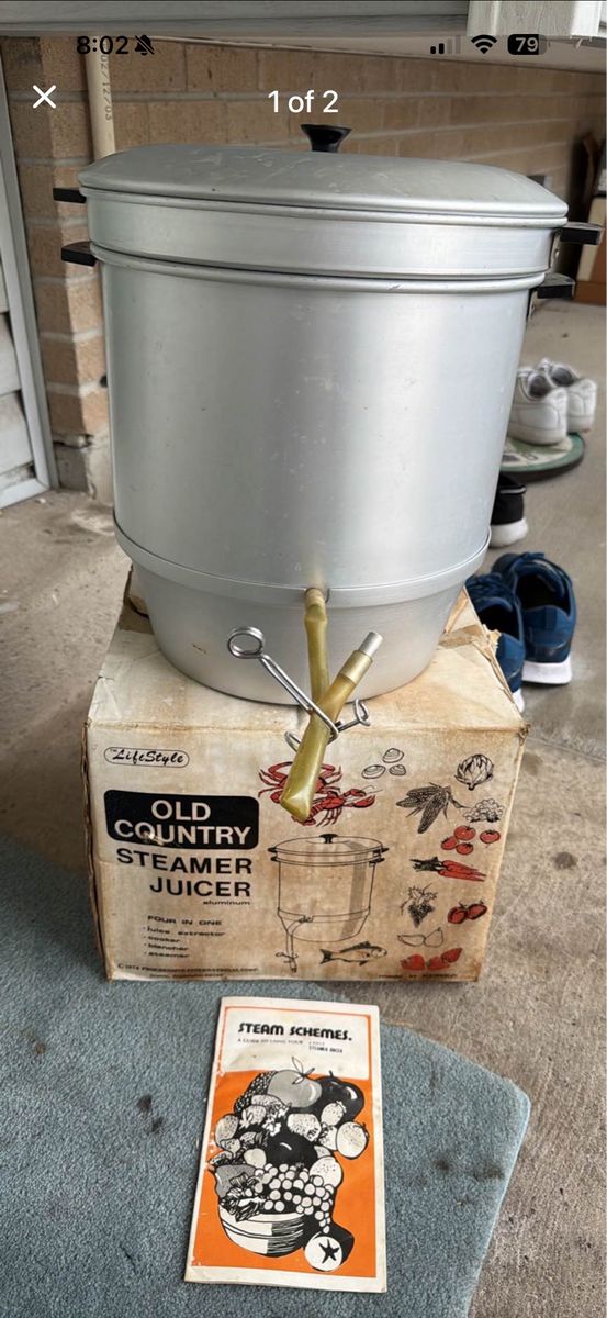 Vintage LifeStyle Old Country Aluminum Steamer Juicer 4-in-1 with Box & Manual