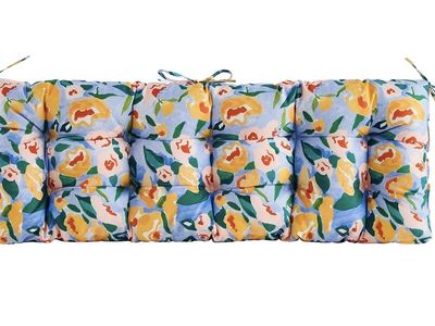 New Artplan Outdoor Bench Cushion Floral Yellow Blue