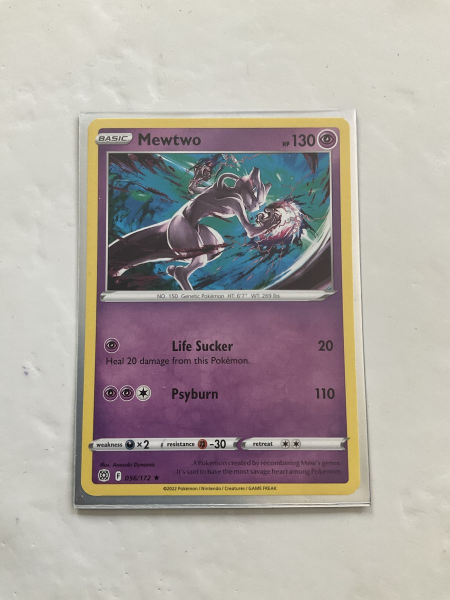 Pokémon Mewtwo holofoil Basic Card 056/172 2022 HP 130 - Life Sucker, Psyburn - Collectible TCG