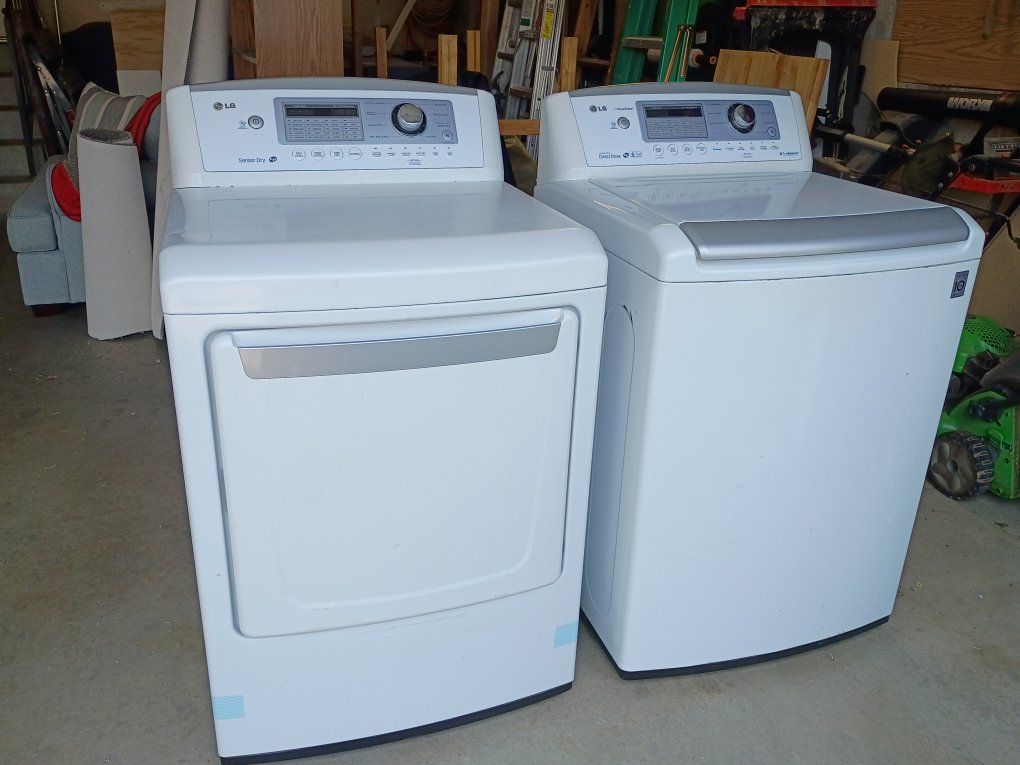 LG White Washer and Sensor Dry Electric Dryer Set - Excellent Condition