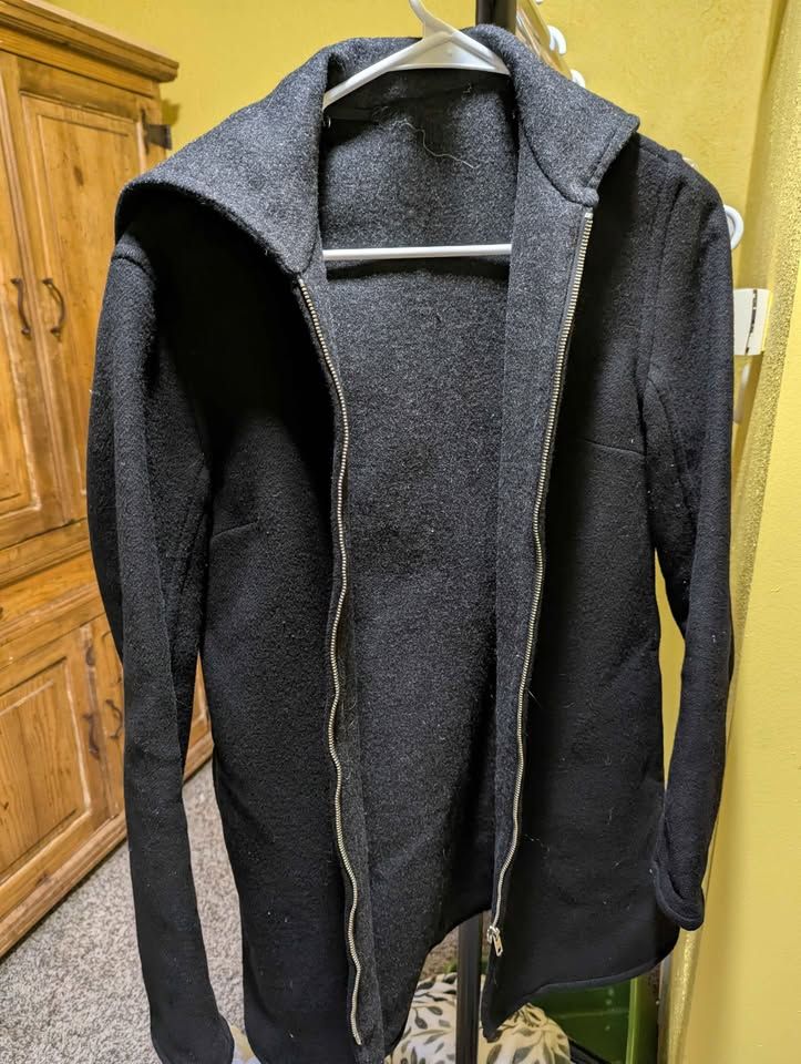 Black wool mid length womens jacket