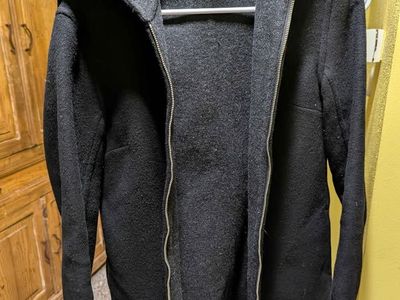 Black wool mid length womens jacket
