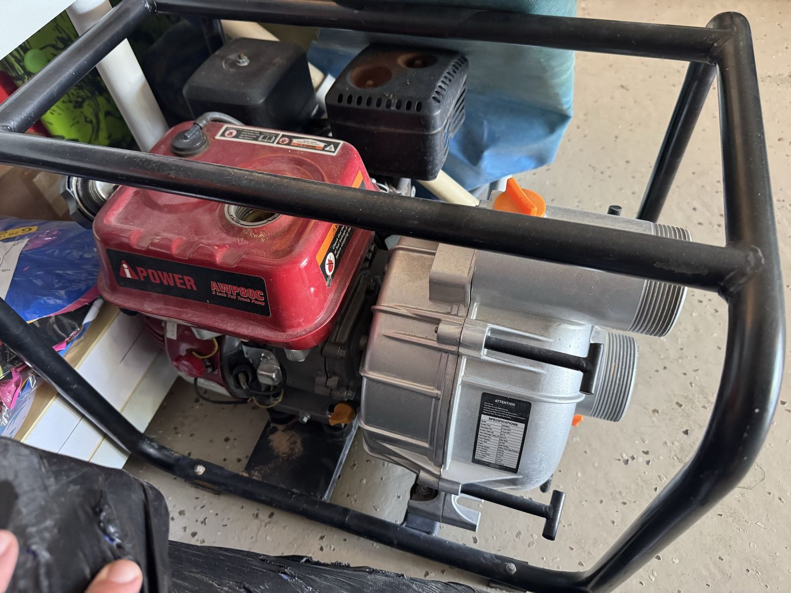 A-iPower AWP80C 3-Inch Gas Powered Trash Pump with Protective Roll Cage Frame