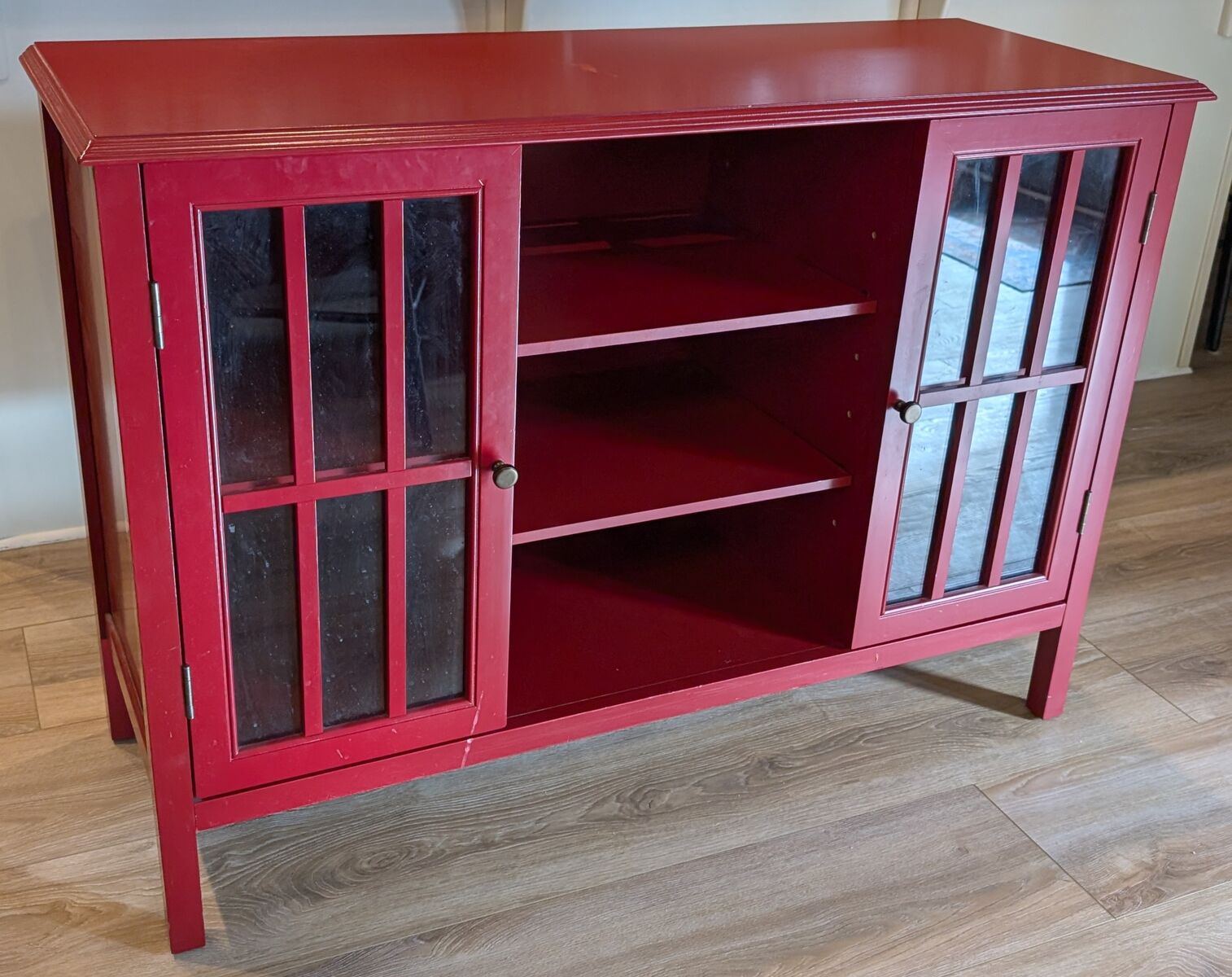 Red wood & glass cabinet