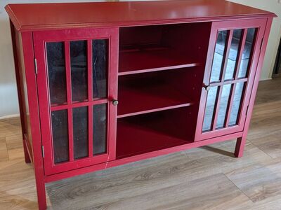 Red wood & glass cabinet