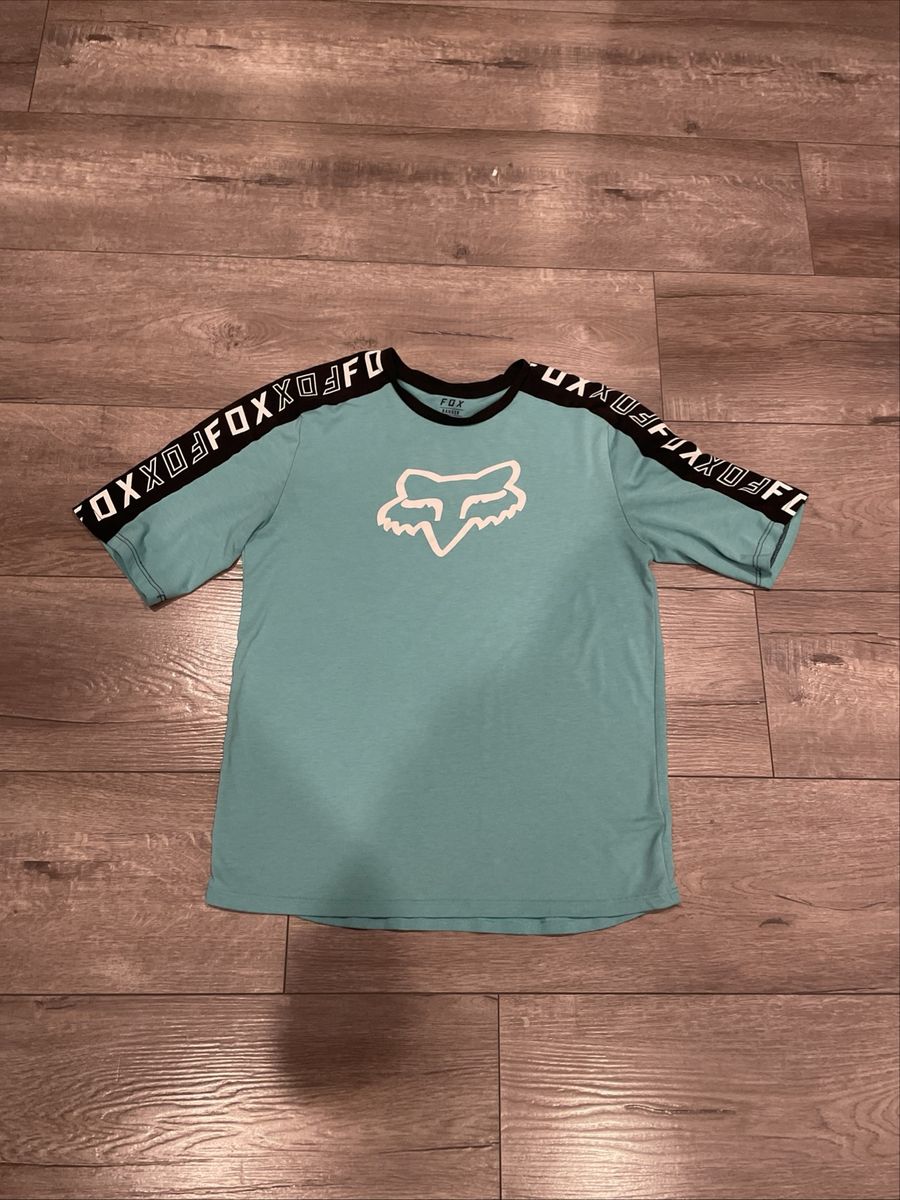 Fox Racing Youth Aqua Blue Short Sleeve Mountain Bike T-Shirt Size YXL