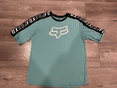 Fox Racing Youth Aqua Blue Short Sleeve Mountain Bike T-Shirt Size YXL