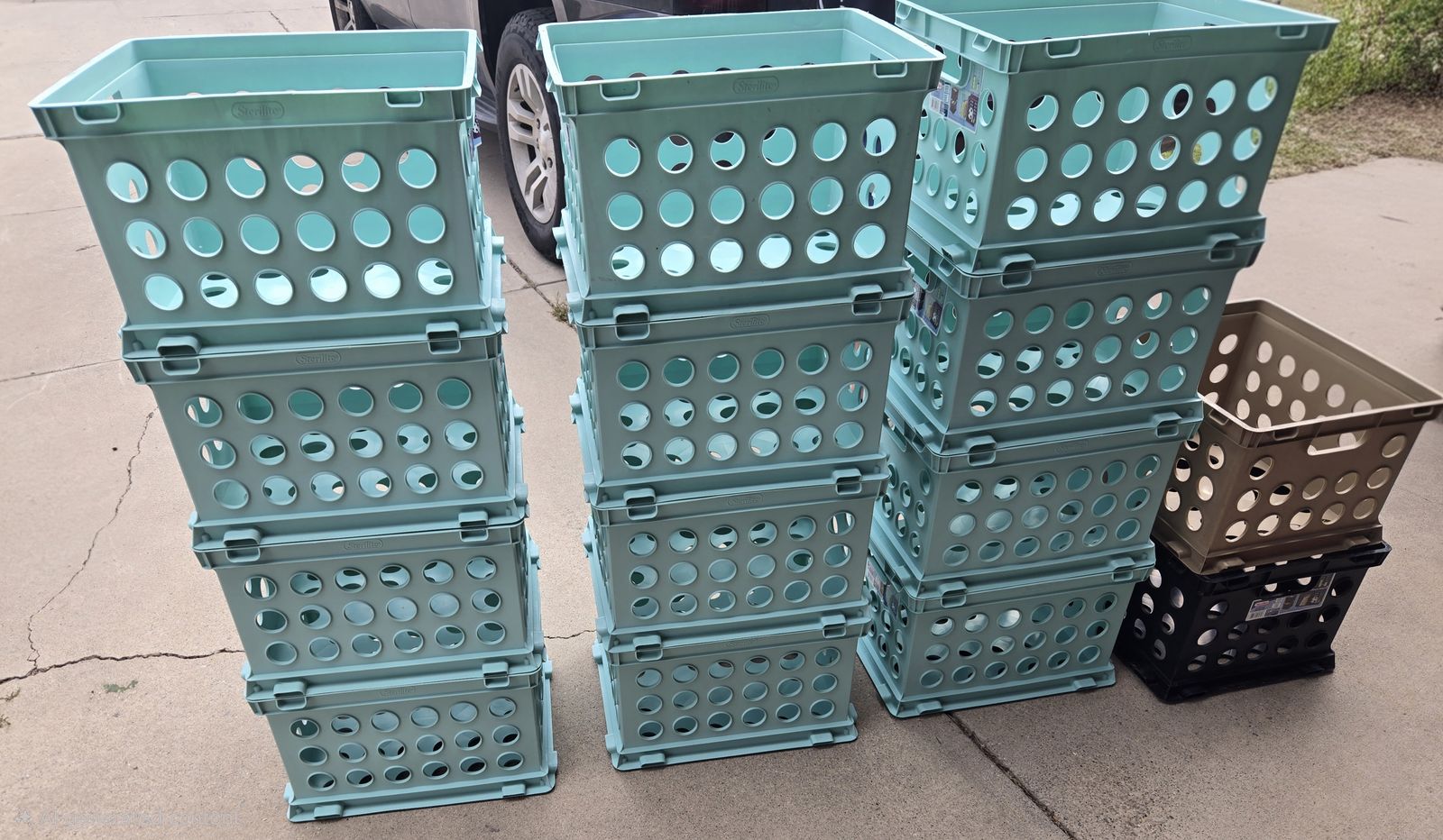 Sterilite File Crates, Teal and Black/Brown, Plastic Storage Bins - Set of 14