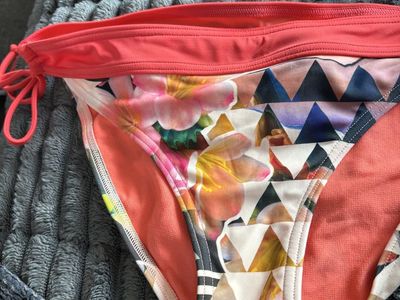 prAna Women's Salmon Floral & Geometric Print Tankini Swimsuit Set, Size Medium