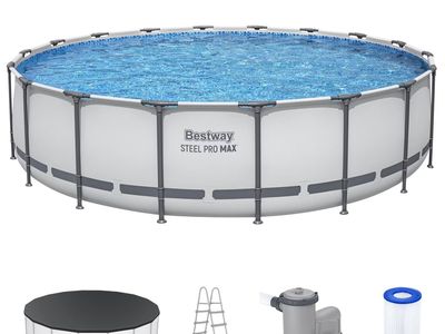 Bestway 18' x 48" Steel Pro Max Above Ground Swimming Pool with Upgraded Sand Filter - Brand New!