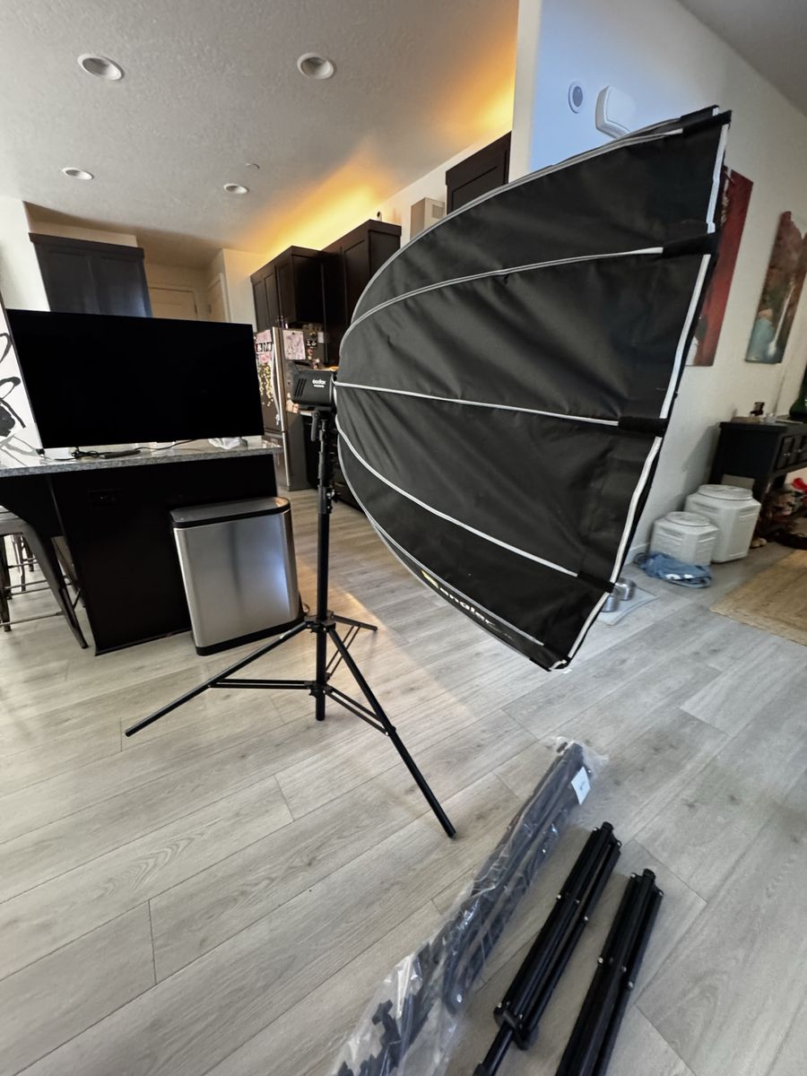 Godox MS300 Monolight Studio Strobe Flash with 4 Light Stands & Softbox Photography Lighting Kit & wireless transmitter for Sony