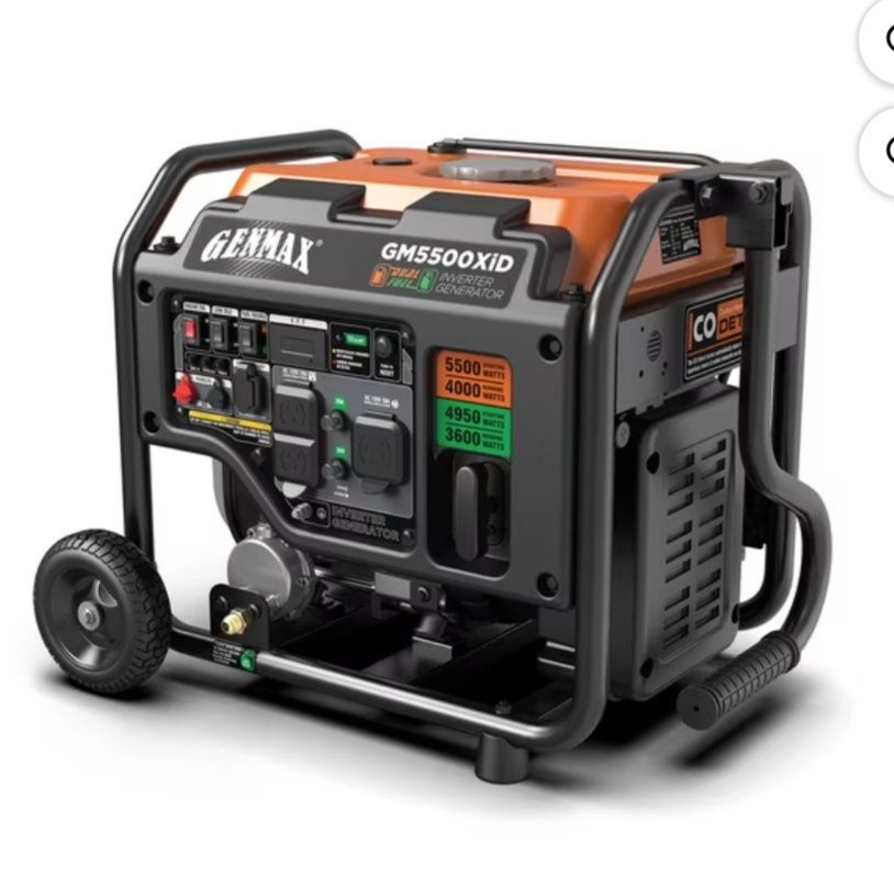 Brand New in Box Genmax 5500XiD Dual Fuel Inverter Generator