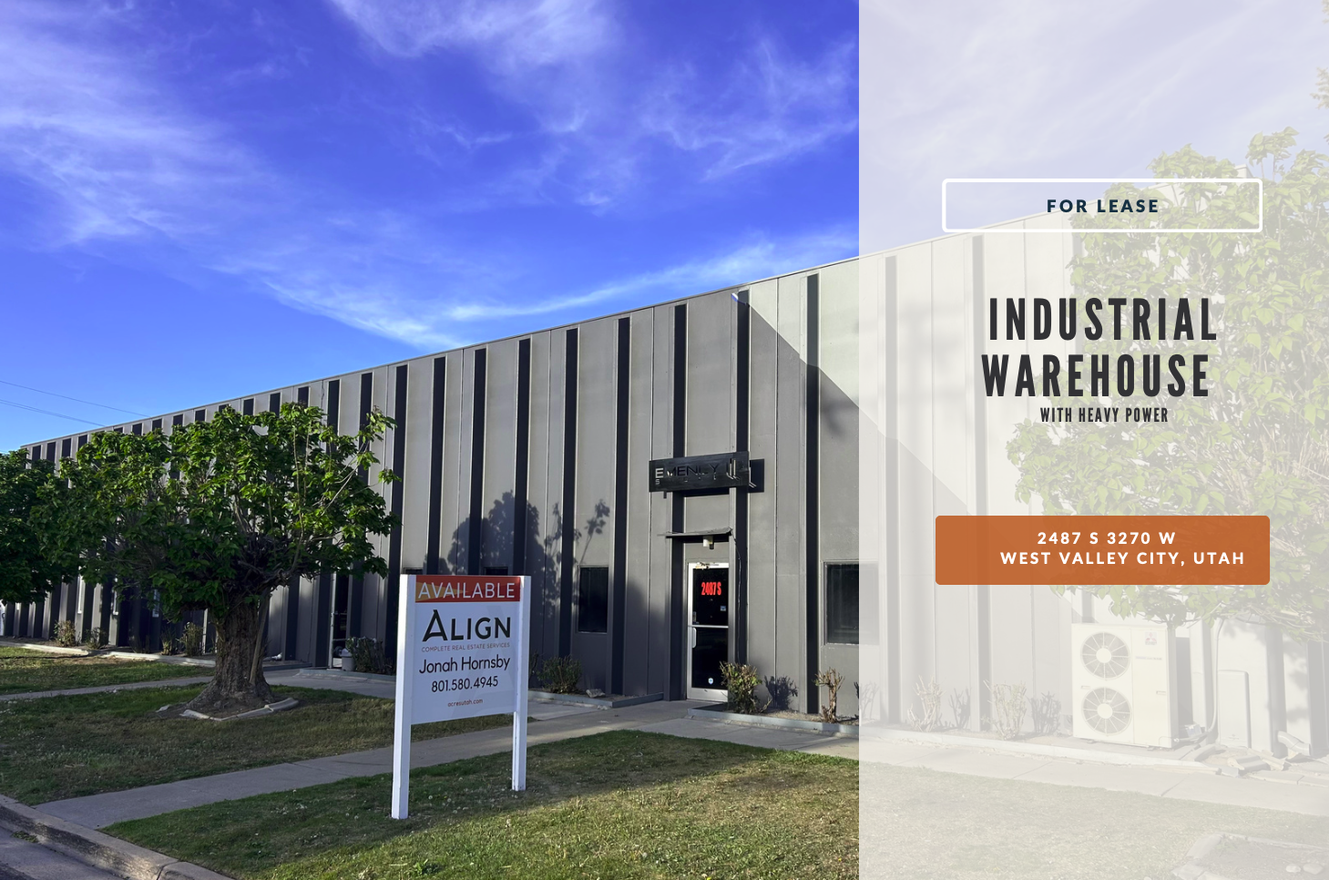 Industrial Warehouse with Heavy Power for Lease -