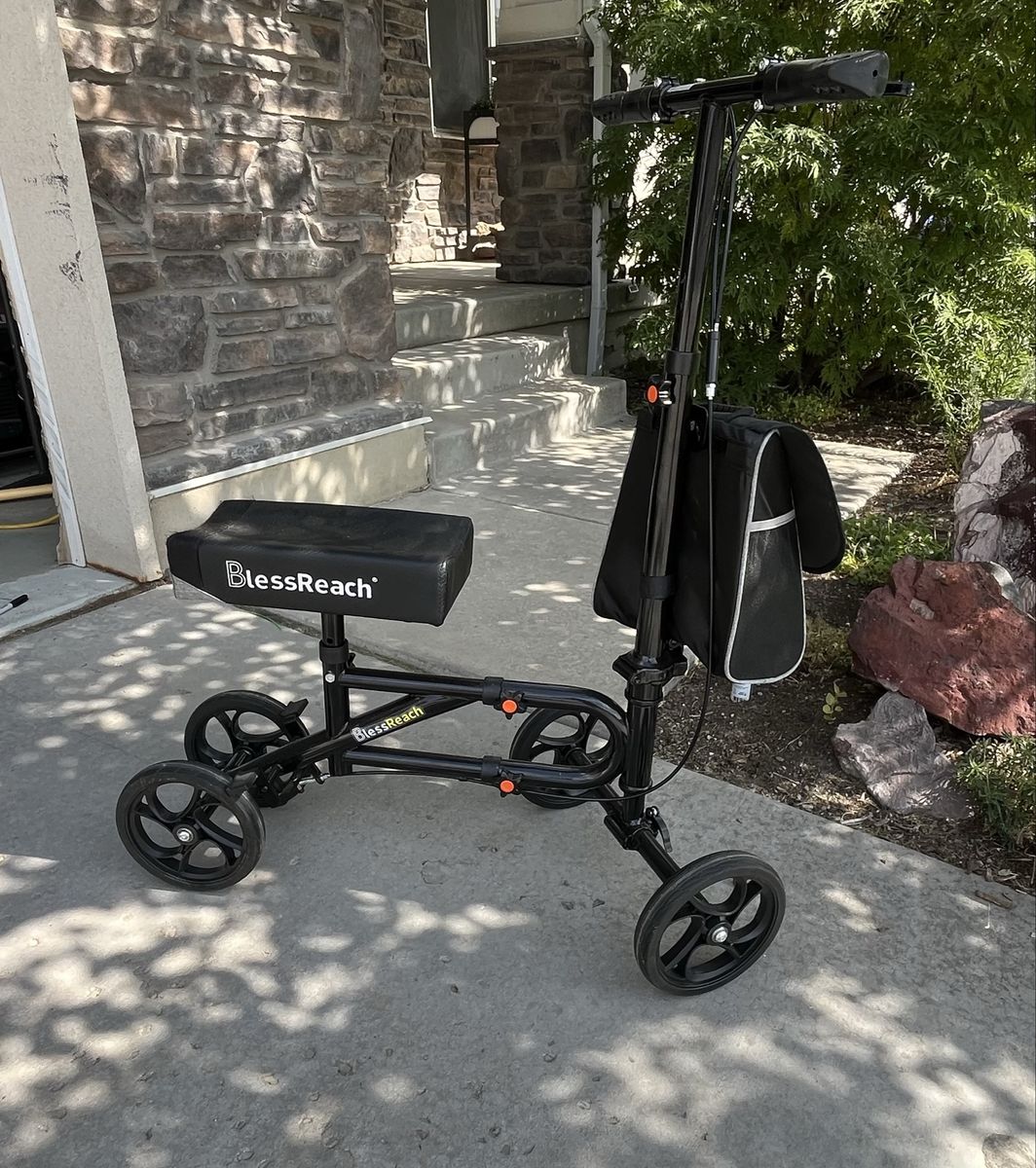 BlessReach Steerable Knee Walker Scooter with Basket - Black