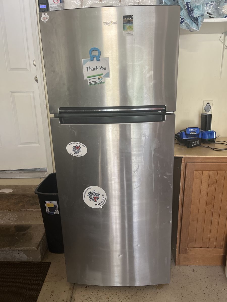 Whirlpool Stainless Steel Top Freezer Refrigerator - Excellent Condition