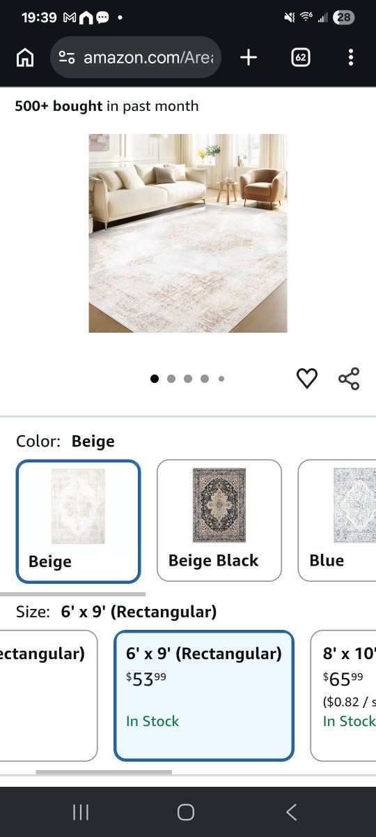 brand new 6x9 washable beige rug