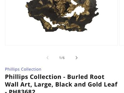 Phillips Collection - Burled Root Wall Art, Large, Black and Gold Leaf