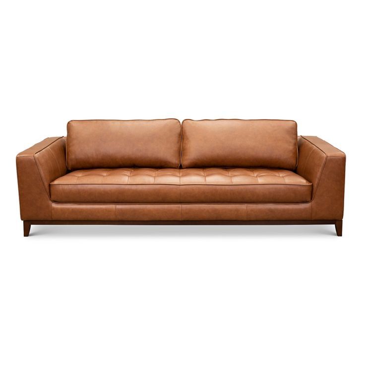 Thomas Brown Leather Modern Sofa 