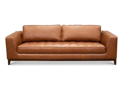 Thomas Brown Leather Modern Sofa