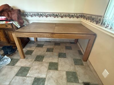 Sturdy Wood Dining Table - Extension Leaves Included