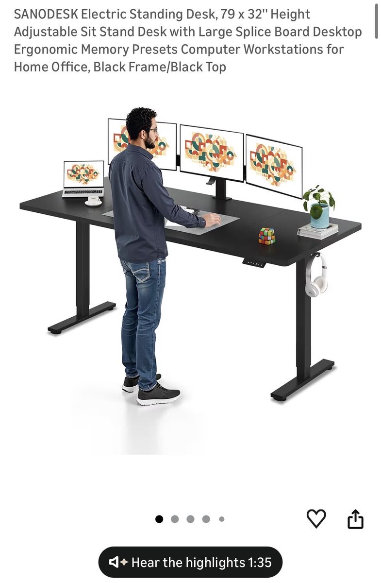 Adjustable Standing Desk - Black