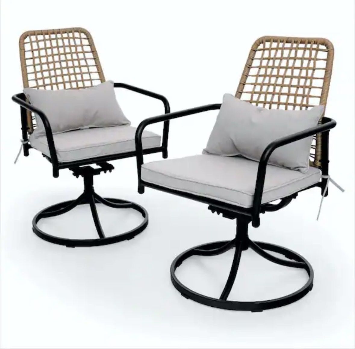 Brand new 2-Pack Wicker Swivel Patio Chairs w/ Cushions!!!!