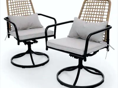 Brand new 2-Pack Wicker Swivel Patio Chairs w/ Cushions!!!!