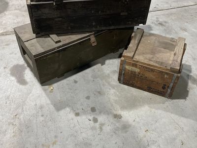 Old wooden military munitions boxes