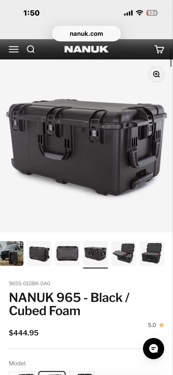 NANUK 965 Waterproof Hard Case with Wheels & Cubed Foam - Black, Durable Protective Travel Case