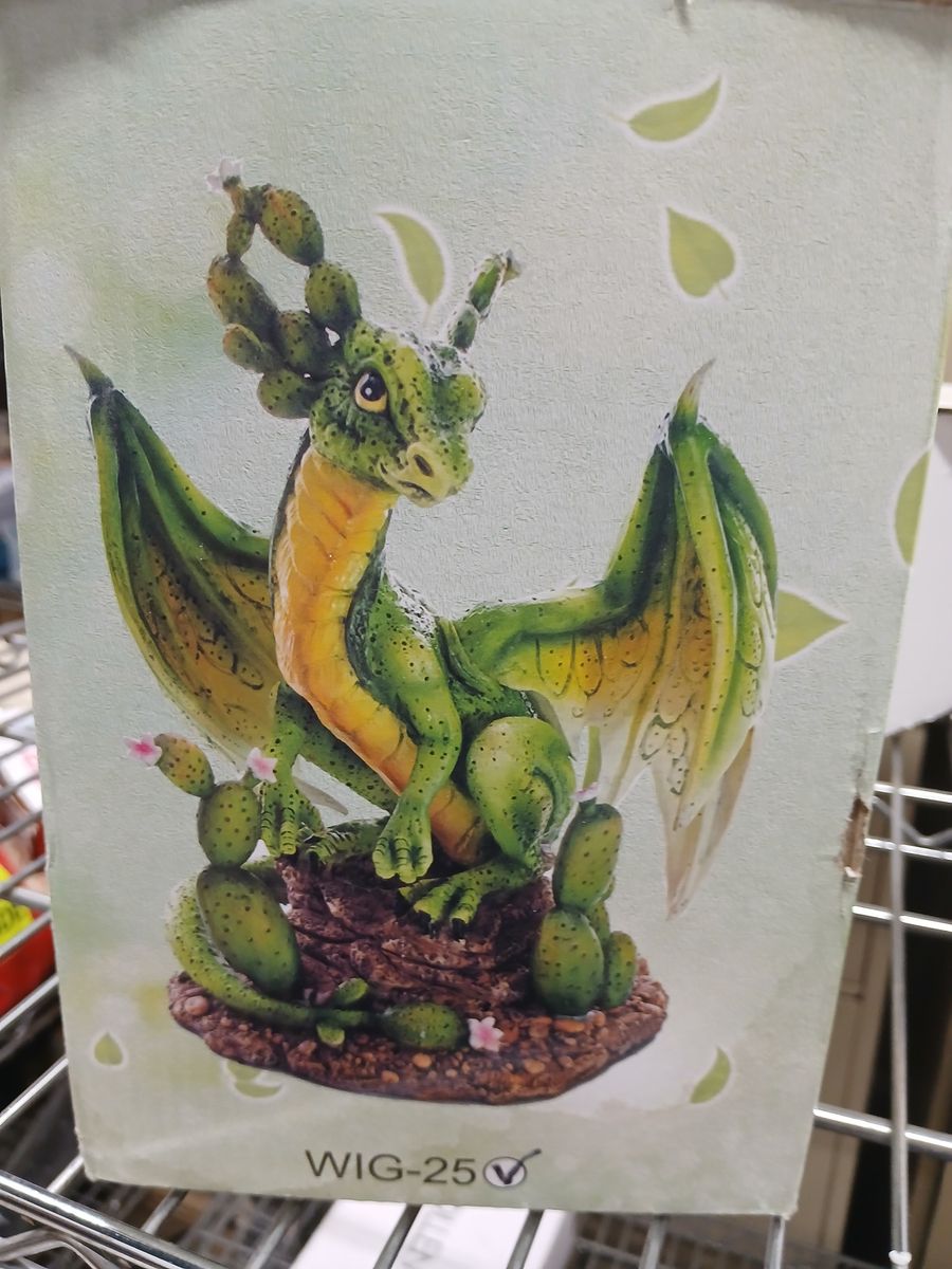 WIG-25 Enchanted Forest Green Cactus Dragon Figurine, Fantasy Collectible Decoration-Section Extras
