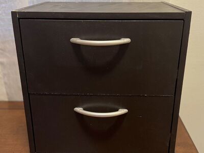 Black 2-Drawer Wooden Stackable Storage Drawer