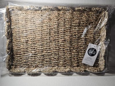 Savvy & Sorted Scalloped Wicker Tray Seagrass 15x10x2 in. Decorative Storage Basket New