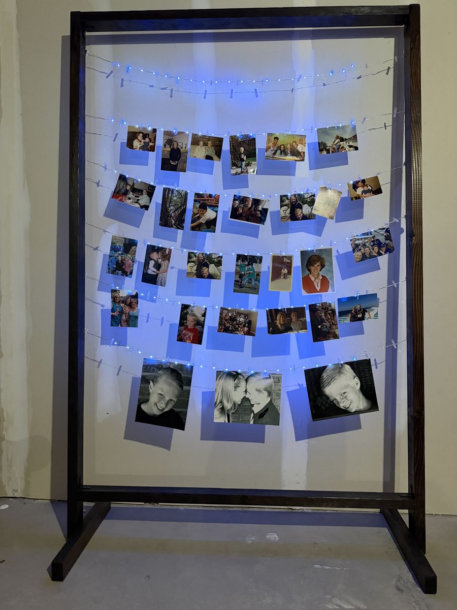 Custom Wooden Photo Display Board with Fairy String Lights and Clips - Perfect for Events