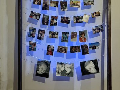 Custom Wooden Photo Display Board with Fairy String Lights and Clips - Perfect for Events