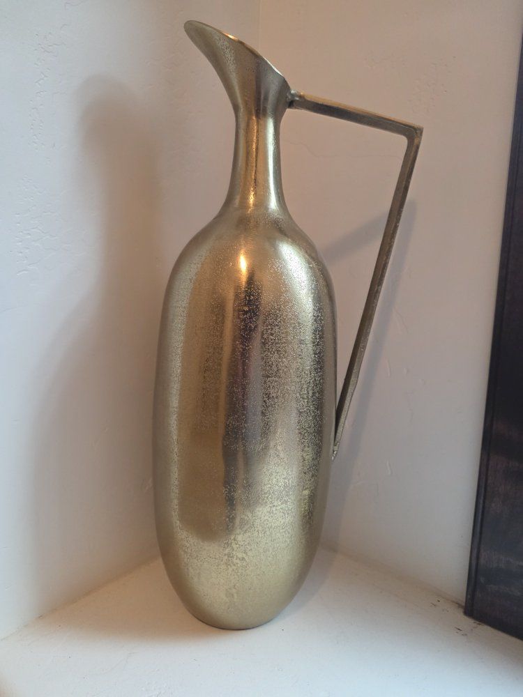 Metallic Gold Decorative Pitcher/Vase - Made in India, Use with Dry Decoration