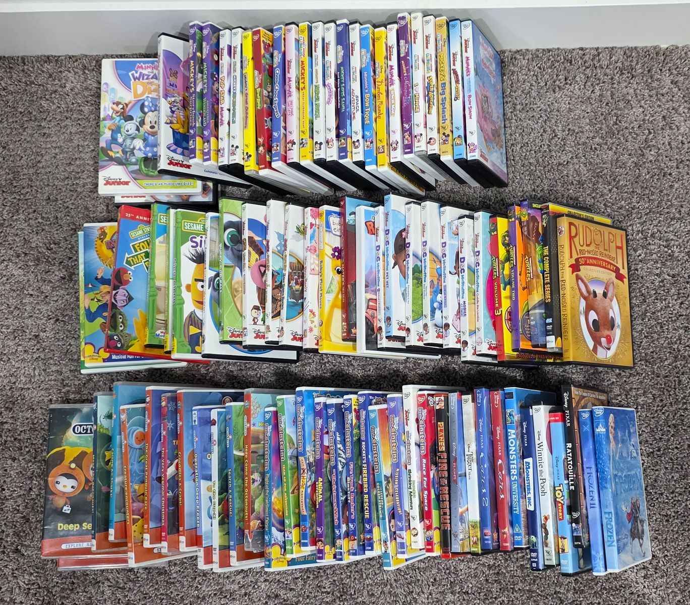 88 Kids DVD Lot - Standard Definition - Disney, Mickey Mouse, Frozen, Cars, Octonauts, Little Einsteins, Sesame Street & More