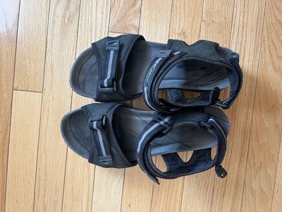 US 9-9.5/EU 43 - MBT Men's Black Adjustable Strap Rocker Sole Comfort Sandals