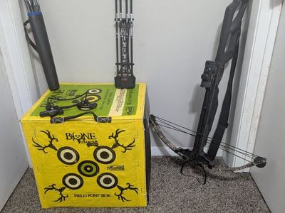 Bushwacker Crossbow with Red Dot 30 Sight, Target, & Accessories