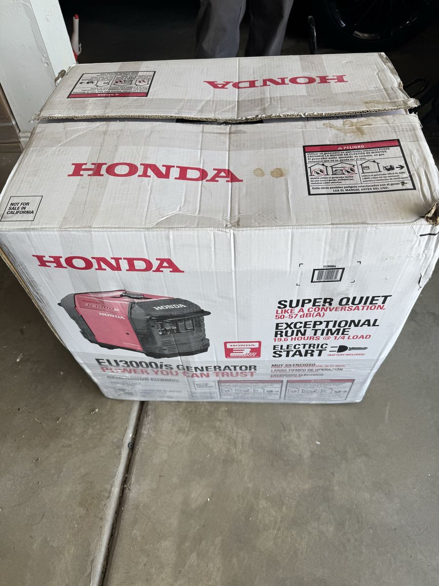 Honda EU3000iS Inverter Generator - Super Quiet, Electric Start - New in Box