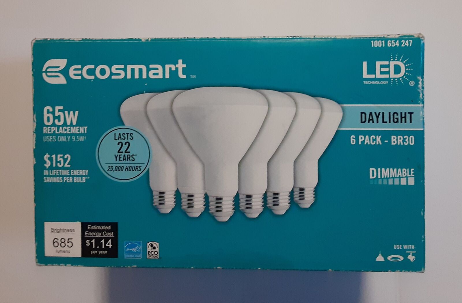 New EcoSmart 65-Watt Equivalent BR30 Dimmable Energy Star LED Light Bulbs, Soft White - (6-Pack)