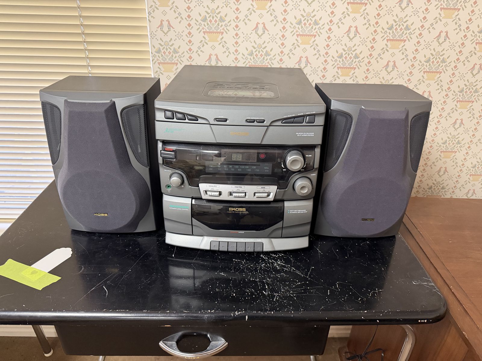 Vintage 1998 Koss HH957 3-CD Stereo System w/ Cassette & Speakers $100 cash/venmo in Provo