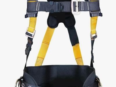 OSHA and ANSI Compliant Safety Harness with Waist Pad and Lanyard