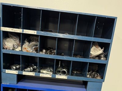 Fastenal 18 parts bin 35.5" x 21" x 12.5 includes plumbing fittings