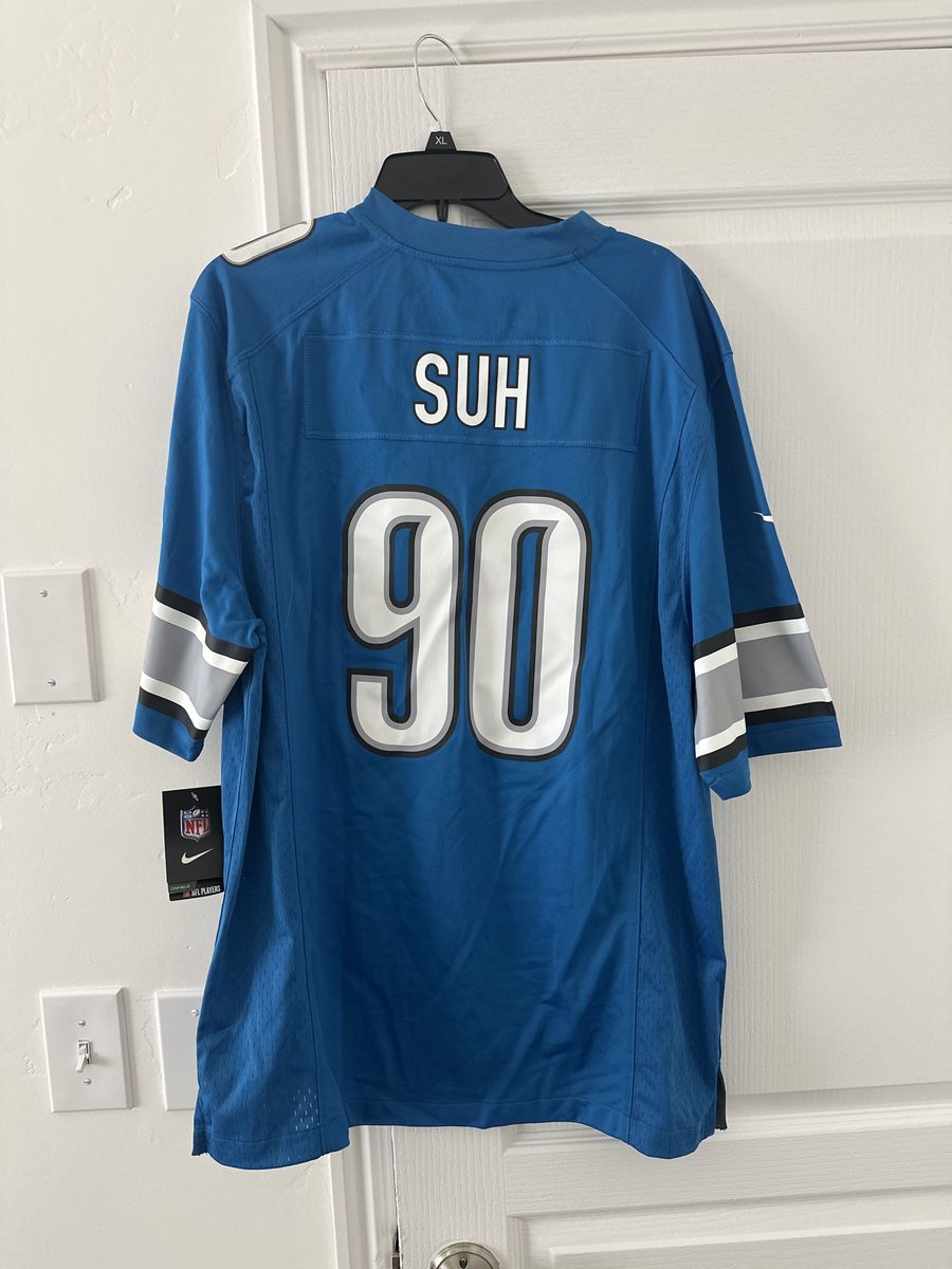 Nike NFL Detroit Lions Ndamukong Suh #90 Blue Game Jersey Men's XL Stitched New