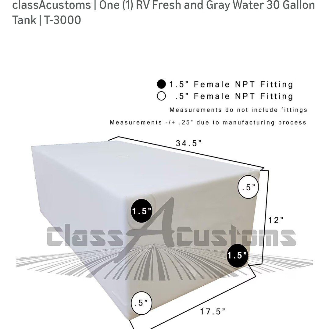 30 Gallon Water Tank - New