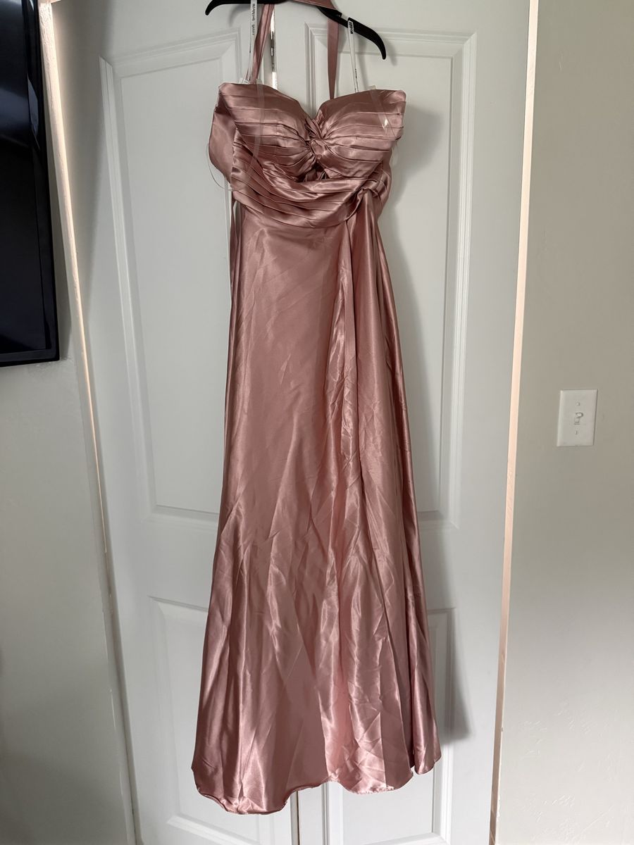 Elegant Halter Neck Satin Gown Formal Prom Bridesmaid Dress
