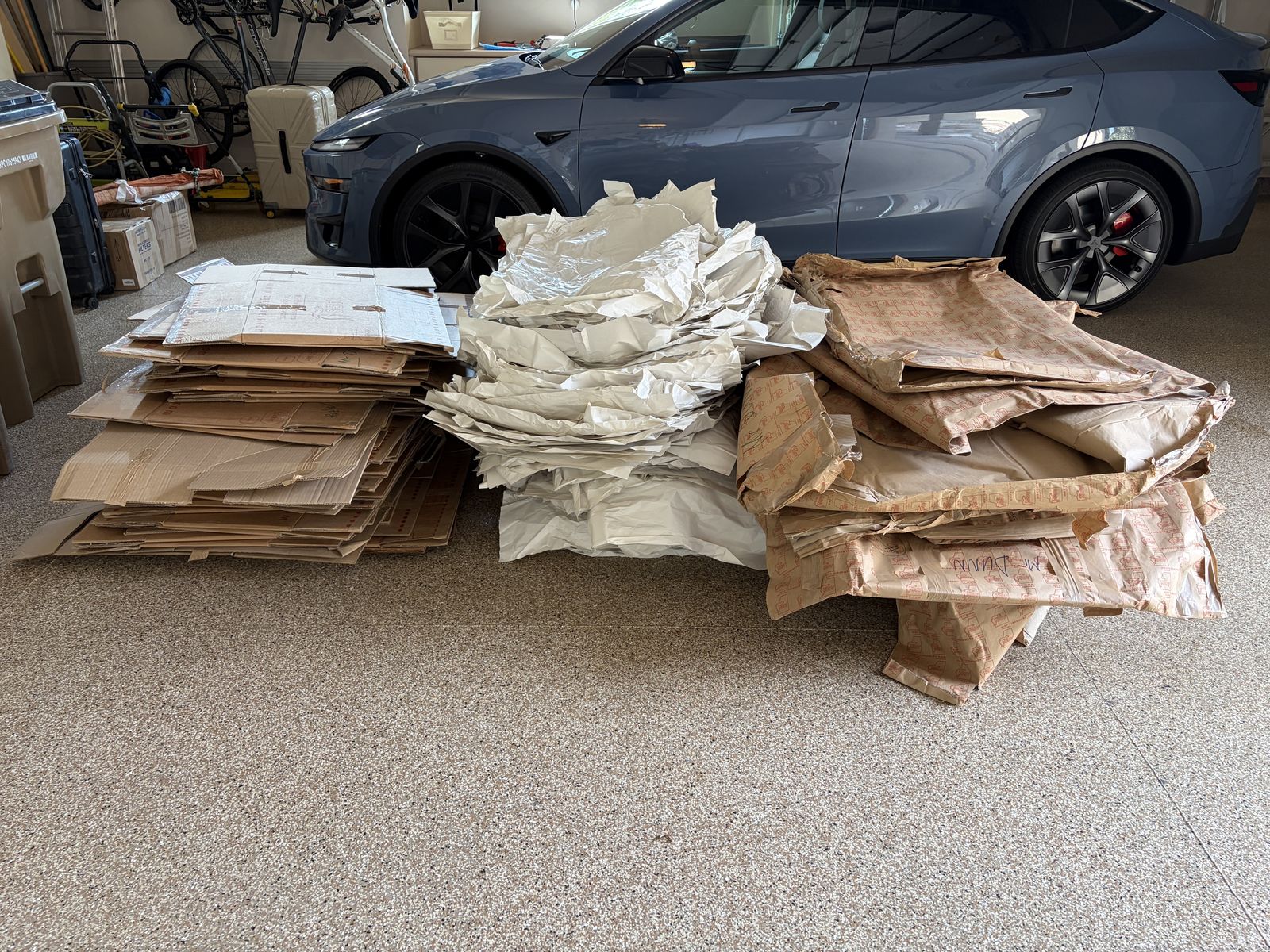 Moving boxes and packing paper