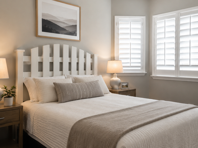 White Picket-Style Headboard — Charming & Clean